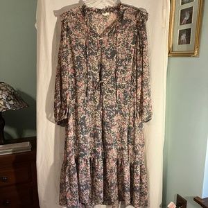 Chiffon gray floral dress